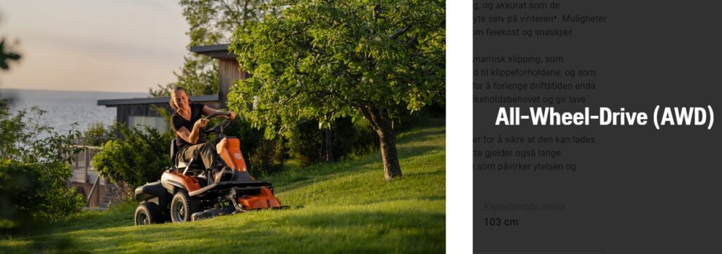 HUSQVARNA R200IX AWD BAT. RIDER INKL.AGREG. 94CM OG LADER