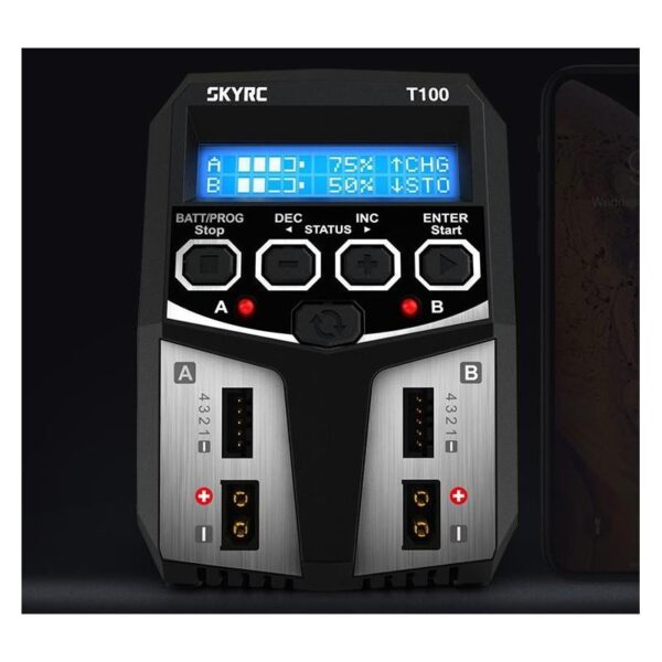 T100 AC DUAL 2X50W SKYRC BALANCE CHARGER - Bilde 4