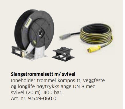 SLANGETROMMEL I KOMPOSITT M/FESTE OG SLANGE 20M 400BAR EASY FORCE KÄRCHER