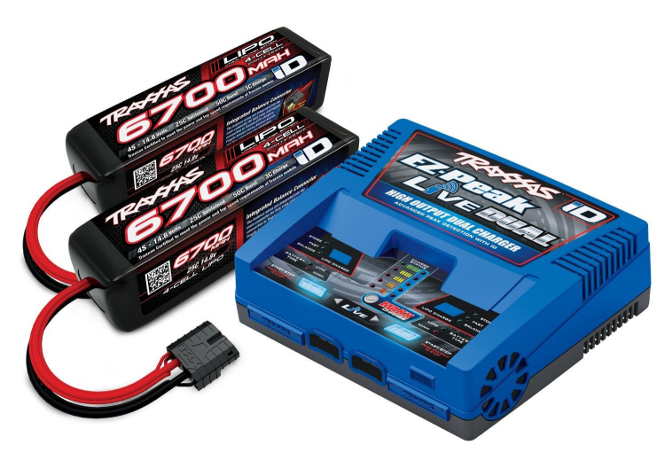 TRAXXAS EZ-PEAK DUAL LIVE 26Ah LADER + 2 x 4S-6700mAh-14,8V BATT