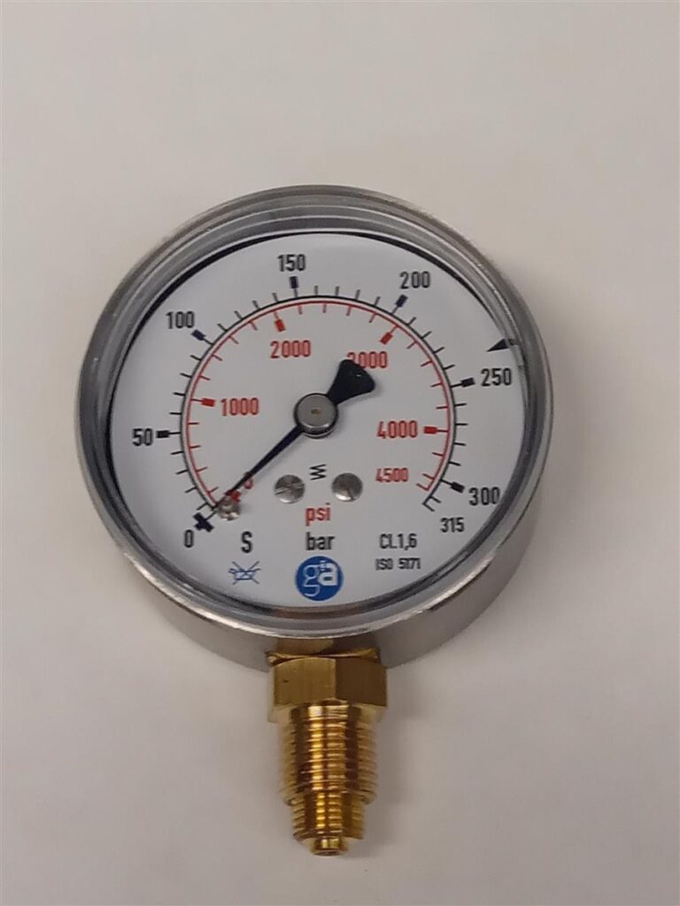 MANOMETER FLASKETRYKK NØYTRAL 0-315 BAR R21, 63MM - LINDE