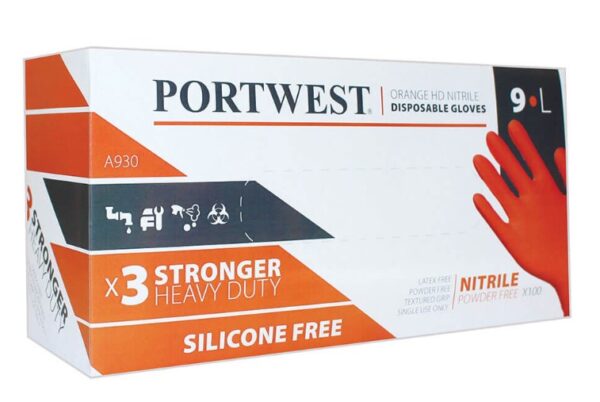 ENGANGSHANSKE STR. XL - A930 - NITRIL PUDDERFRI 100 STK ORANGE - PORTWEST - Bilde 2