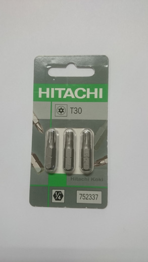 v02_23366DE5C0844D8466845A0672D7154A.jpg BITS 1/4" TORX T30 M/HULL 25MM 3PK - HITACHI