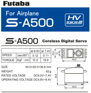 v02_3B49D945EDCE6048614B252A6708A7C8.jpg FUTABA S-A500 SERVO 16.8KG 0,11S HV S.BUS (FLY)