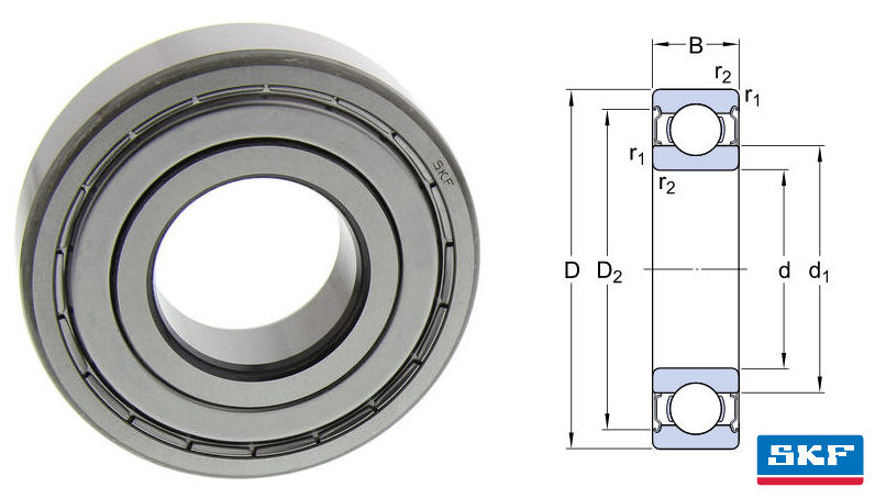 SKF KULELAGER 627-2Z 7X22X7MM