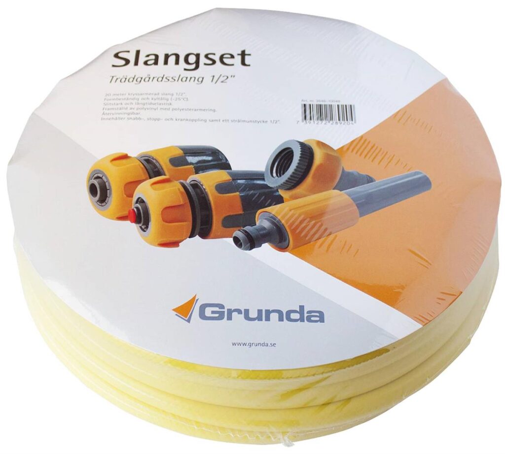 HAGESLANGE M/KOBLINGER OG MUNNSTYKKE 1/2" 20M GRUNDA