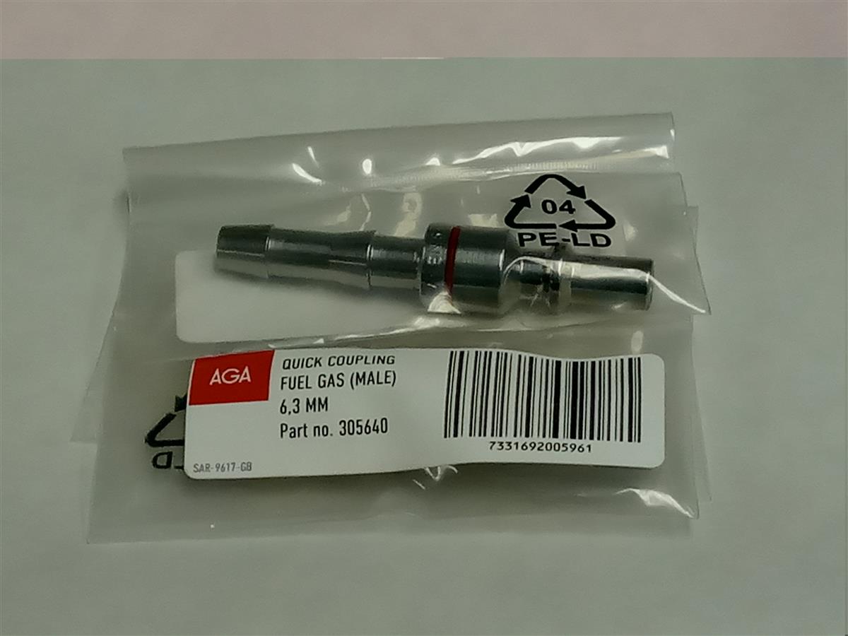SLANGESOKKEL FOR HURTIGKOBLING BRENNGASS 6,3MM - LINDE - Bilde 1