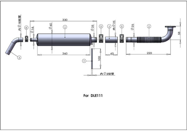 DLE 111, DL100, 80-120CCM CANISTER SETT KOMPLETT BAKUTBLÅS - Bilde 5