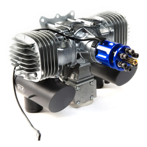 DLE 130CC TWIN BENSINMOTOR MED POTTE OG TENNING - Bilde 1