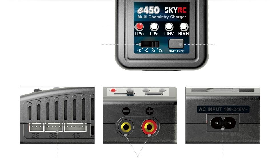 SKYRC E450 LIPO/LIFE/NIMH LADER 2-4S 50W 220V