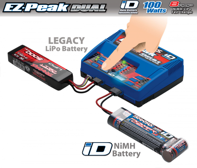 TRAXXAS EZ-PEAK DUAL 8Ah LADER + 2 x 3S-5000mAh-11,1V BATT