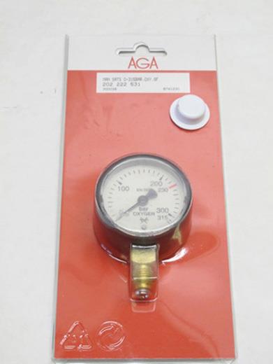 MANOMETER OKSYGEN - FLASKETRYKK 0-315 BAR - AGA 300038