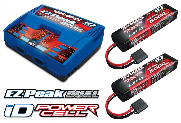 TRAXXAS EZ-PEAK DUAL 8Ah LADER + 2 x 3S-5000mAh-11,1V BATT