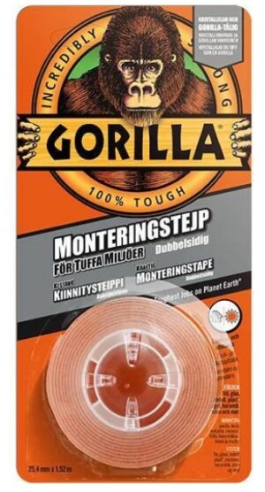 v02_978831E02114182306D60B466EC43113.jpg DOBBELTSIDIG MONTERINGSTAPE GORILLA TRANSPARENT 25,4MMX1,52M