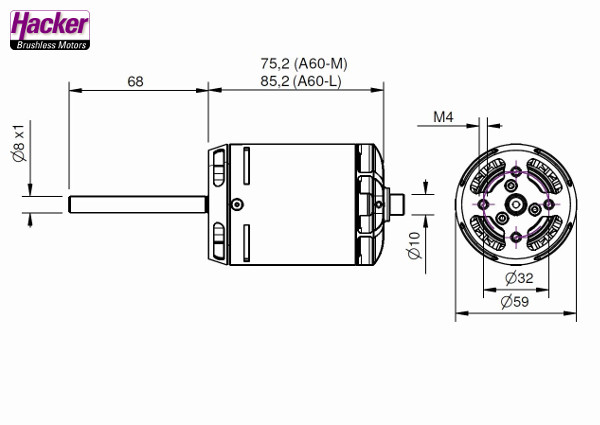 HACKER A60-18L V4 OUTRUNNER MOTOR 33726629 - Bilde 3