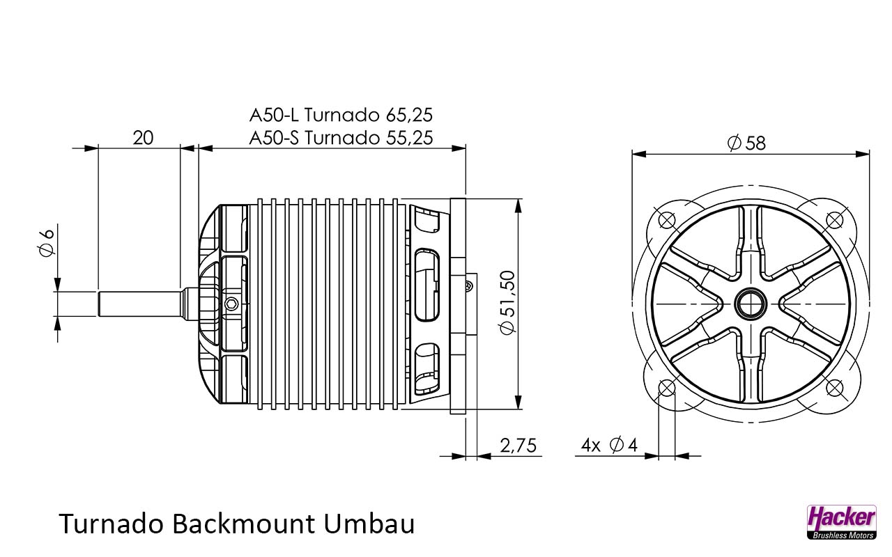 HACKER A50-10L TURNADO V4 KV530 LONG SHAFT - Bilde 4