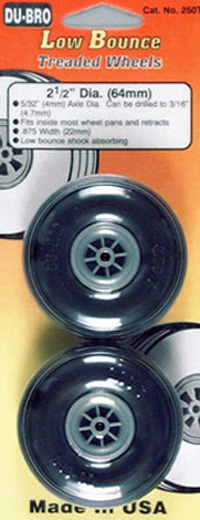 DUBRO TREADED WHEELS 2-1/2" (2)