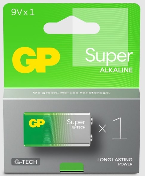 BATTERI 9V ALKALINE - GP SUPER