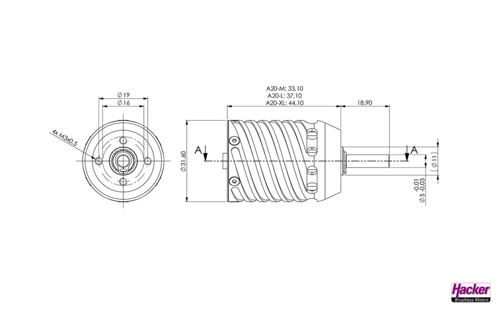 HACKER A20-10XL COMPETITION KV1220 OUTRUNNER MOTOR