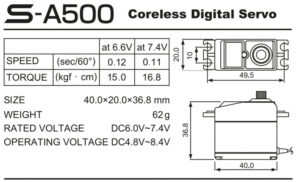 v02_FAFC531AB8289A97B242B7C185ECCDA7.jpg FUTABA S-A500 SERVO 16.8KG 0,11S HV S.BUS (FLY)