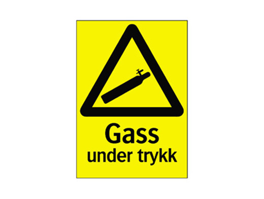 VARSELSKILT "GASS UNDER TRYKK" - 210 X 297MM